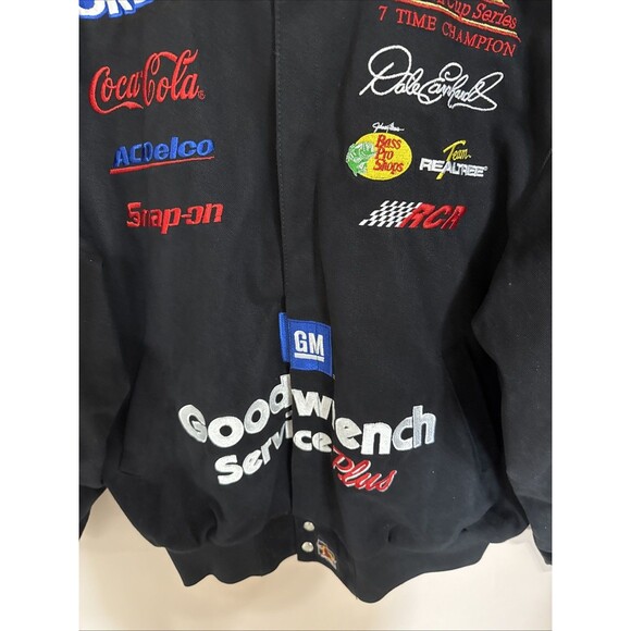 NASCAR Jacket Dale Earnhardt Sr 3 Goodwrench Coat Mens XL Snaps Black 1990’s - Picture 5 of 14